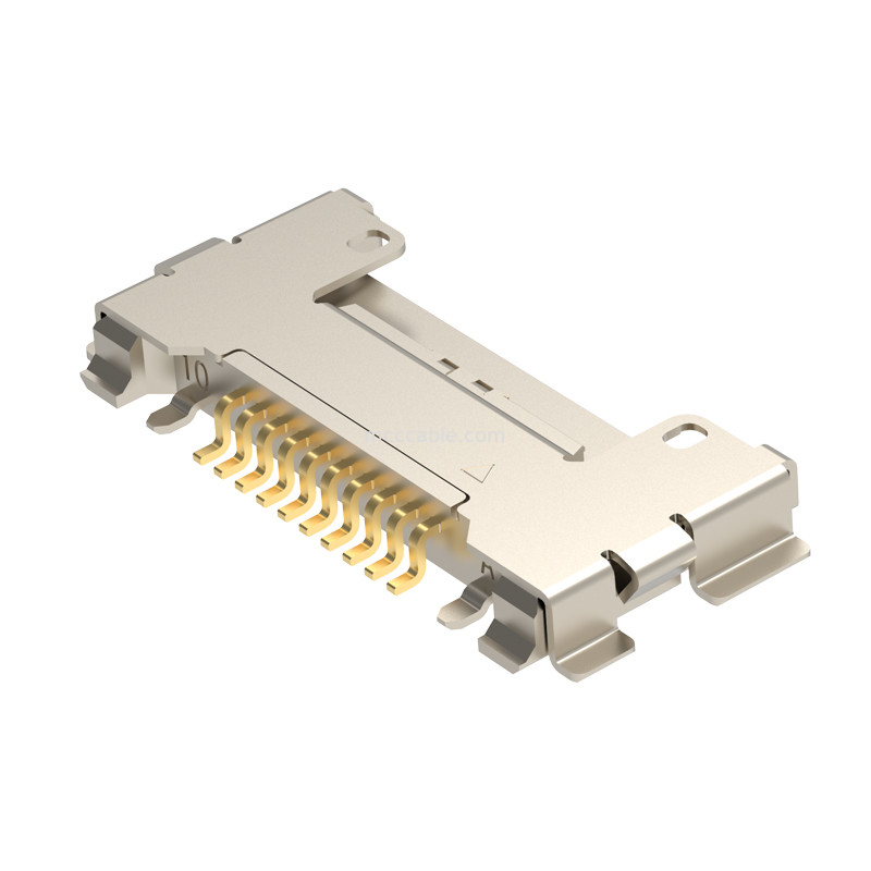 10p 20633-310T-01S Konektor mikro-koaksial dengan kunci mekanik Plug Untuk perakitan kabel mikro-koaksial
