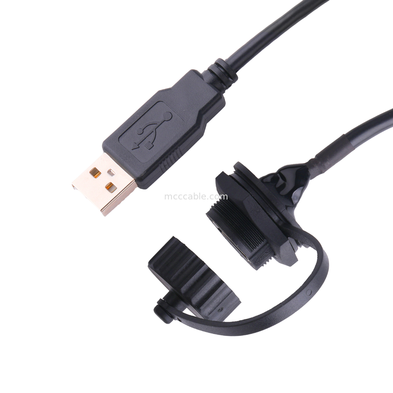 Konektor USB 2.0 A Female dengan Perisai dan Tutup ke USB 2.0 A kabel usb dibuat sesuai ukuran