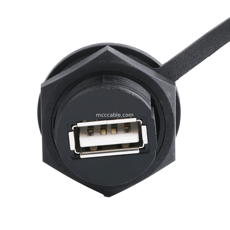 Konektor USB 2.0 A Female dengan Perisai dan Tutup ke USB 2.0 A kabel usb dibuat sesuai ukuran