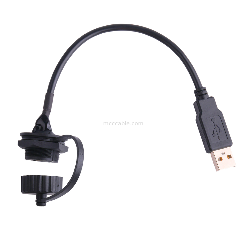Konektor USB 2.0 A Female dengan Perisai dan Tutup ke USB 2.0 A kabel usb dibuat sesuai ukuran