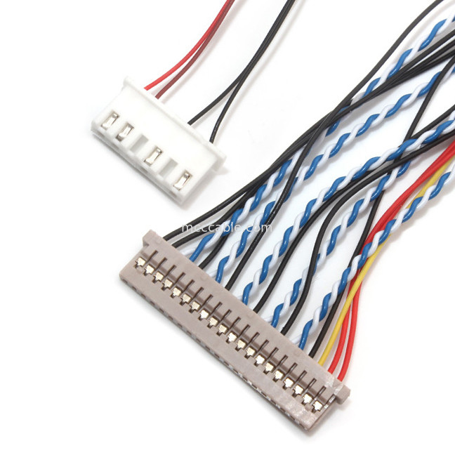 Perakitan Kabel  30 Pin LVDS 1.0mm 1.25mm Hubungi Pitch Df19 Ke Df14