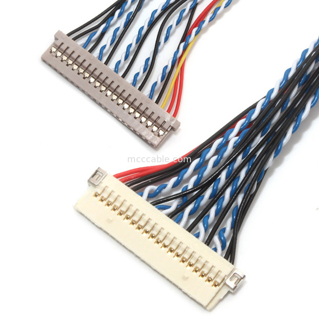 Perakitan Kabel  30 Pin LVDS 1.0mm 1.25mm Hubungi Pitch Df19 Ke Df14