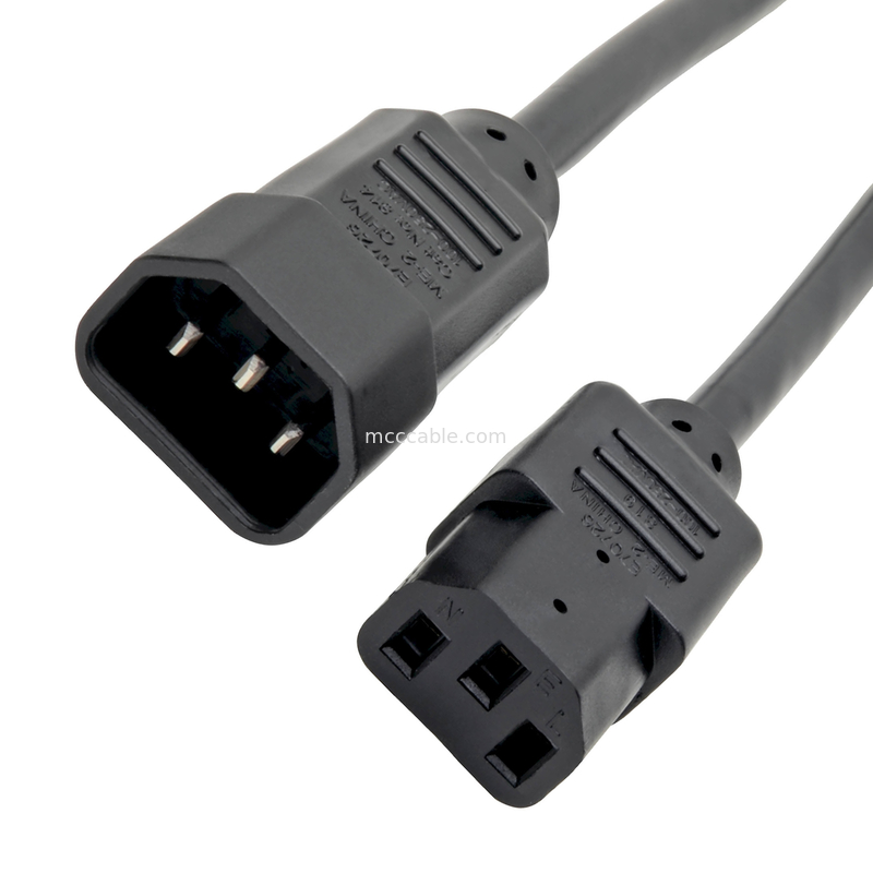 C13 ke C14 10a 250v kabel listrik 18 Awg C14 Mates Dengan C13 Outlet
