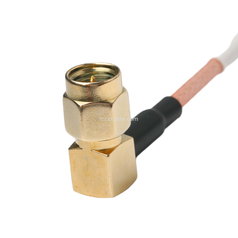 Ip67 Rohs Kabel Koaksial Khusus Ra Sma Plug Sudut Kanan Plug Rg316 Oem / Odm