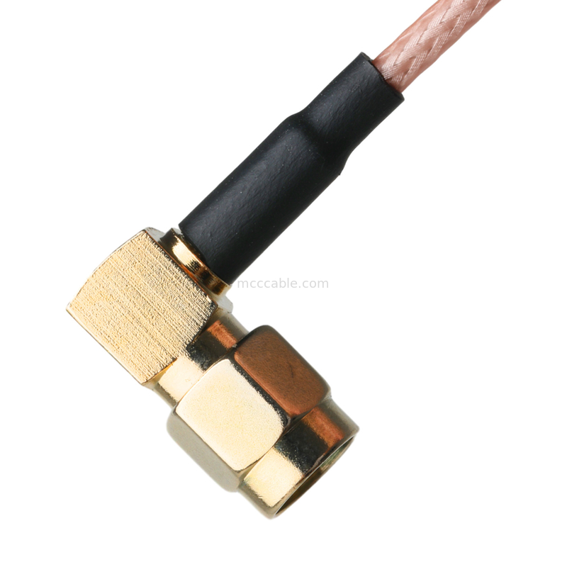 Ip67 Rohs Kabel Koaksial Khusus Ra Sma Plug Sudut Kanan Plug Rg316 Oem / Odm