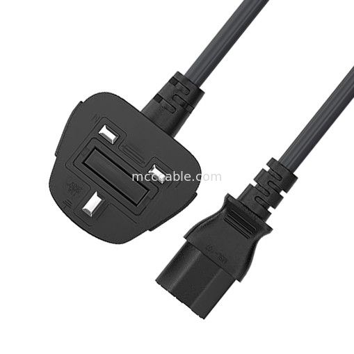 C13 To Uk Plug Power Cord Bs1363 18awg 250v Panjang Cocok untuk sebagian besar komputer, printer dan perangkat lainnya Oem / Odm