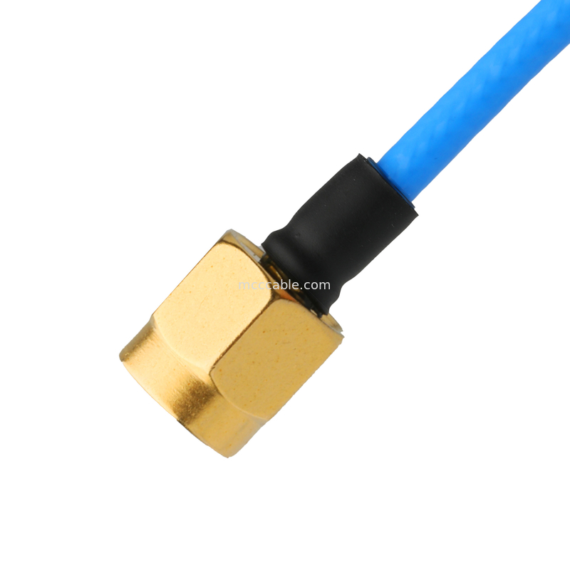 Konektor RF Low PIM Koaksial Kabel Fleksibel TFT-5G-402 Double Shielded Dengan Blue FEP Jacket