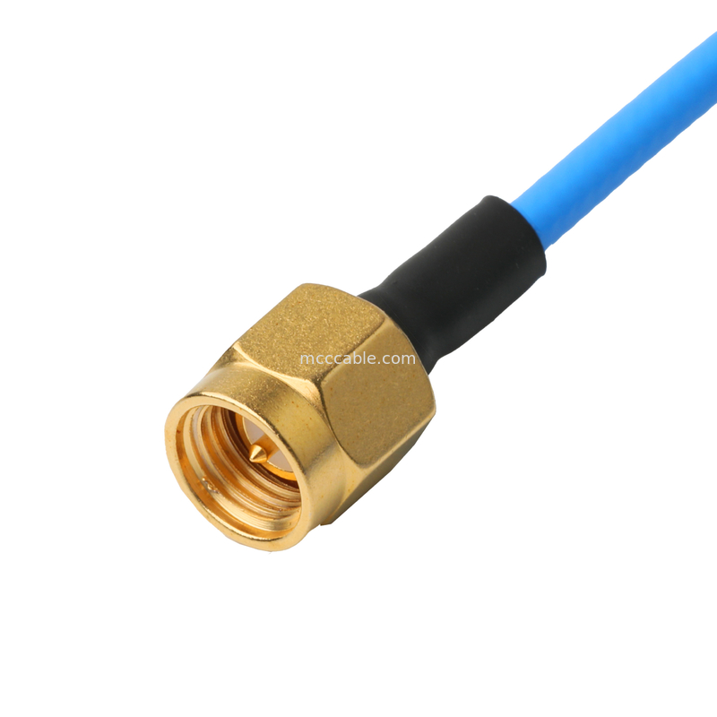 Konektor RF Low PIM Koaksial Kabel Fleksibel TFT-5G-402 Double Shielded Dengan Blue FEP Jacket