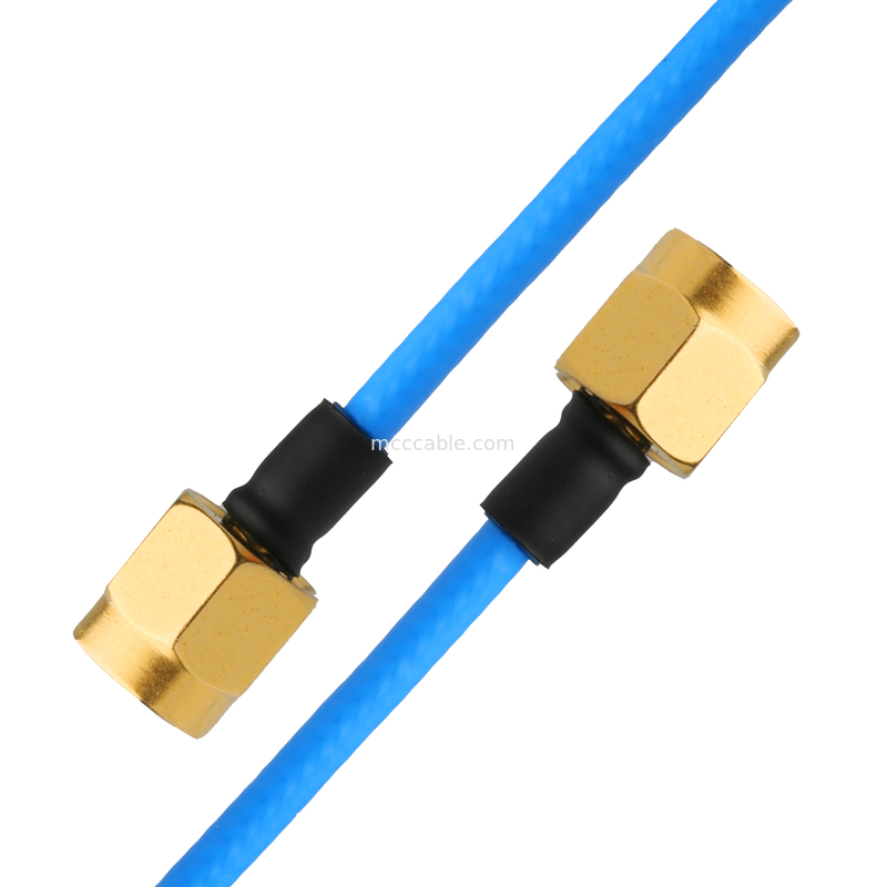 Konektor RF Low PIM Koaksial Kabel Fleksibel TFT-5G-402 Double Shielded Dengan Blue FEP Jacket