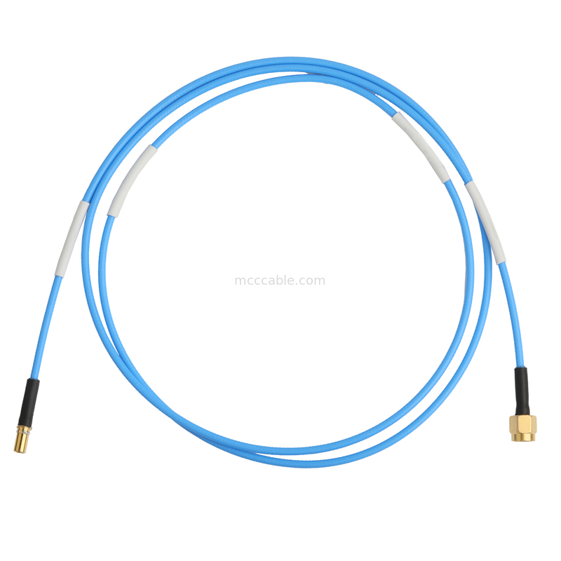Konektor RF Low PIM Koaksial Kabel Fleksibel TFT-5G-402 Double Shielded Dengan Blue FEP Jacket