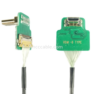 Adaptor konektor MIPI RoHS Adaptor HDMI-D Micro Elbow Head HDMI-D Untuk 20454-220-02 20455 20453