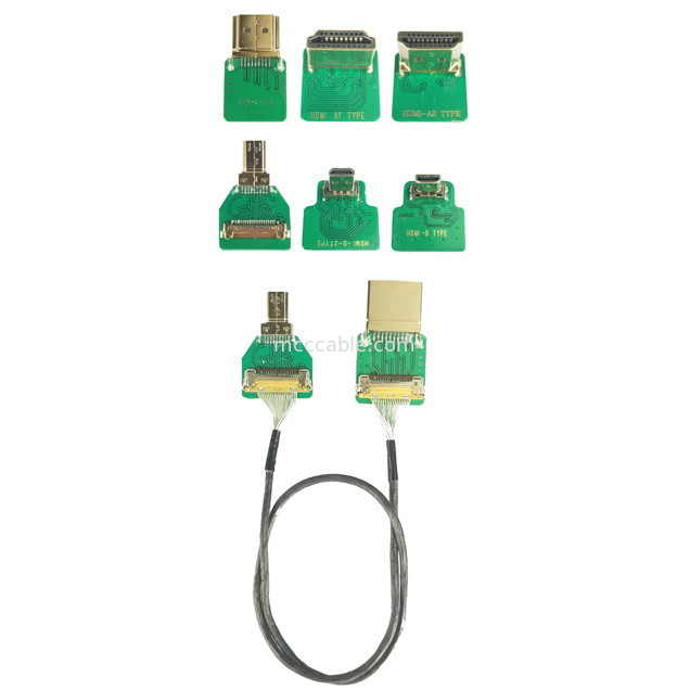 Adaptor konektor MIPI RoHS Adaptor HDMI-D Micro Elbow Head HDMI-D Untuk 20454-220-02 20455 20453
