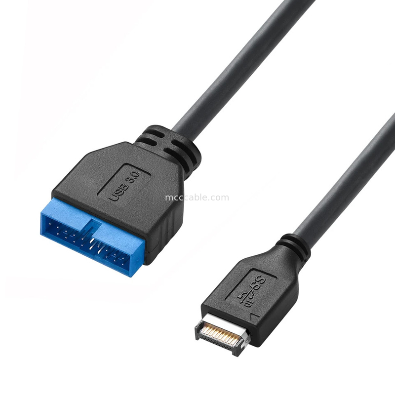 Kabel Daya Motherboard Komputer USB 3.1 Type-E Pria ke IDC20P Pria Adaptor Kabel Kabel Ekstensi 20-Pin