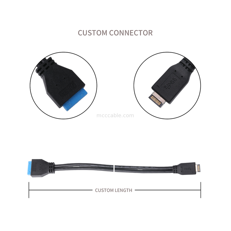 Kabel Daya Motherboard Komputer USB 3.1 Type-E Pria ke IDC20P Pria Adaptor Kabel Kabel Ekstensi 20-Pin