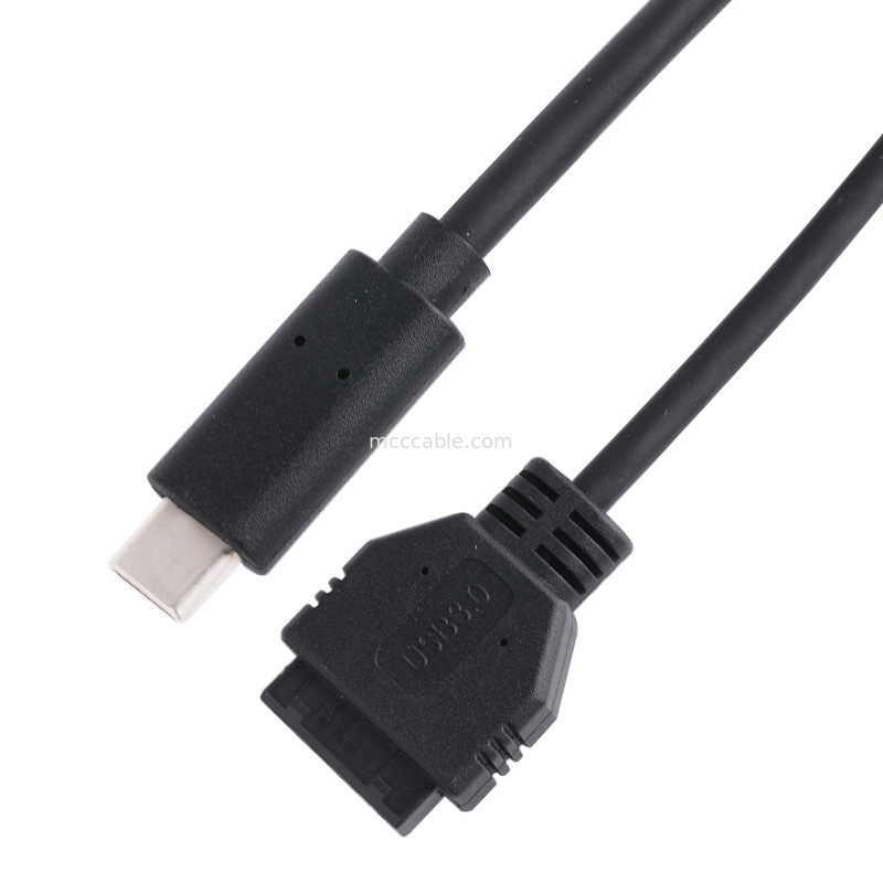 20P Wanita USB 3.0 Tipe-C ke IDC Adaptor Kabel Resistor Internal Hitam Kawat PVC OEM ODM