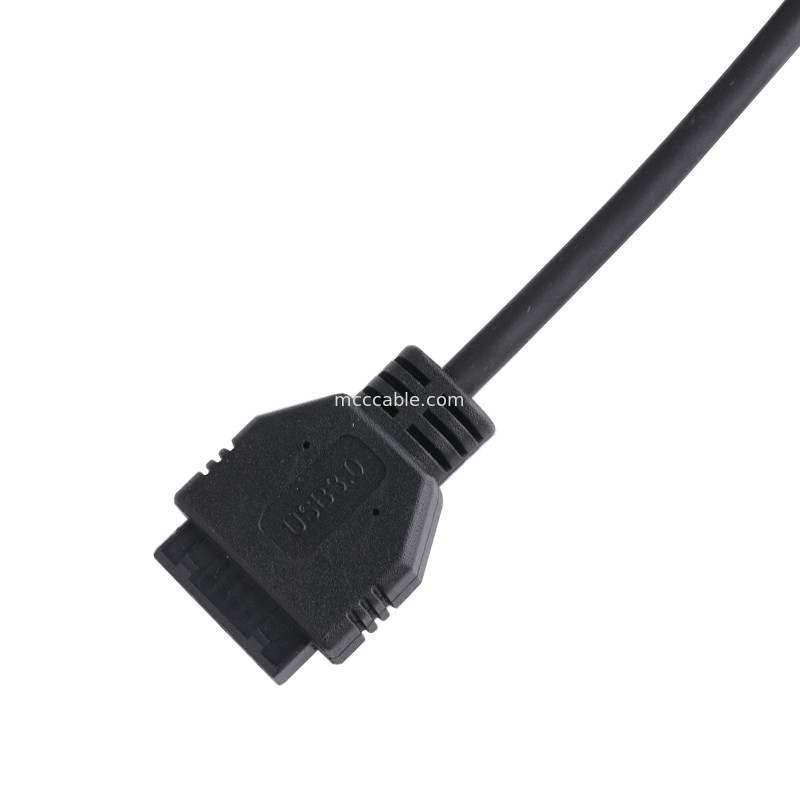 20P Wanita USB 3.0 Tipe-C ke IDC Adaptor Kabel Resistor Internal Hitam Kawat PVC OEM ODM