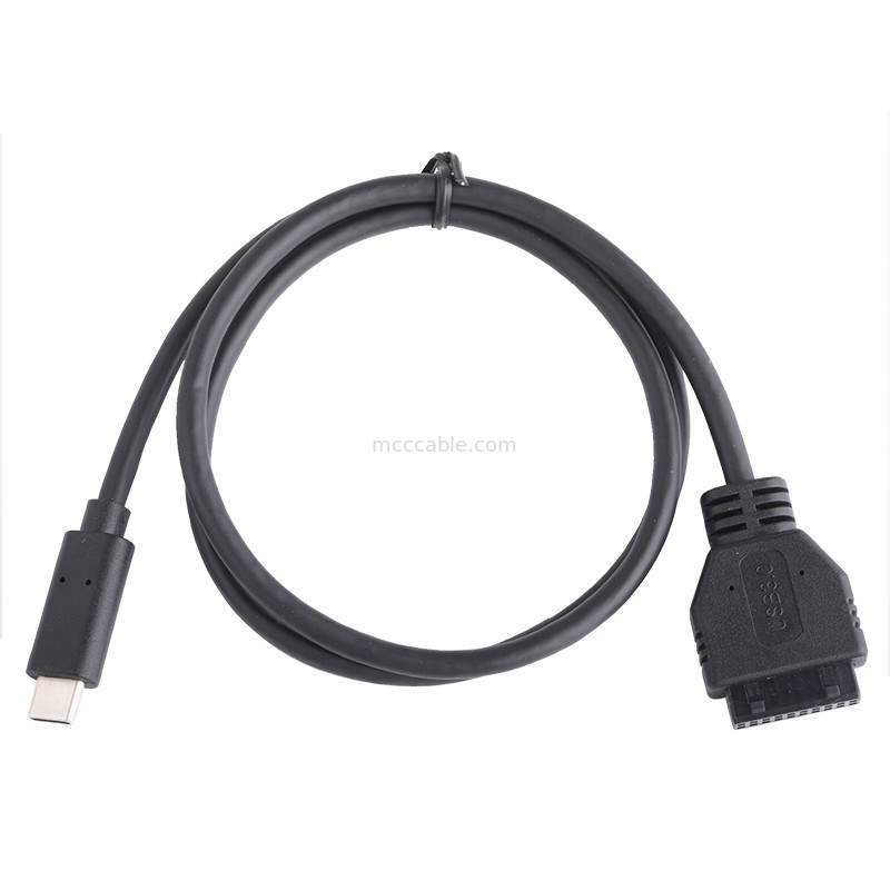 20P Wanita USB 3.0 Tipe-C ke IDC Adaptor Kabel Resistor Internal Hitam Kawat PVC OEM ODM