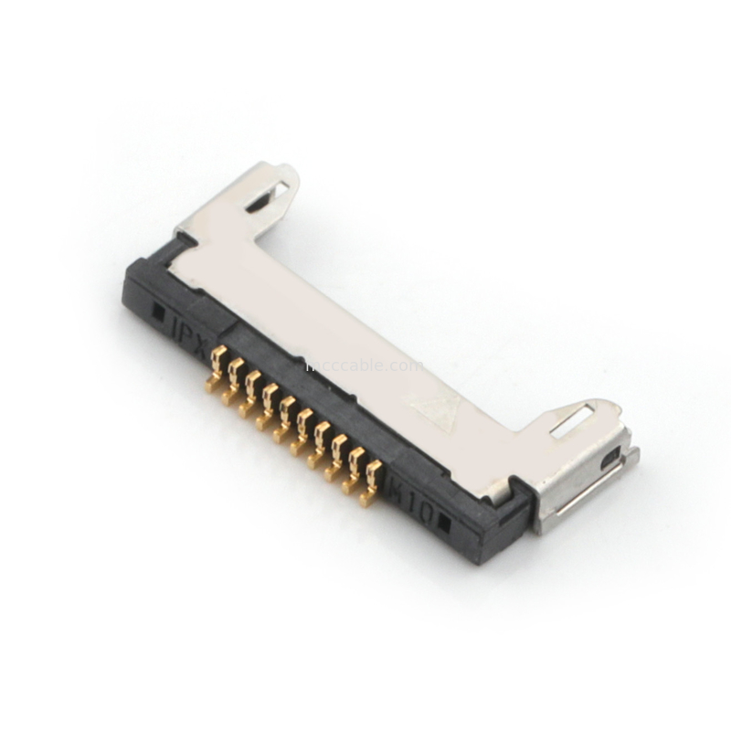 10pin Lvds Micro Coaxial Cable Assembly 20345-010T-32R 0,4 mm pitch Konektor mikro-koaksial tipe perkawinan horizontal