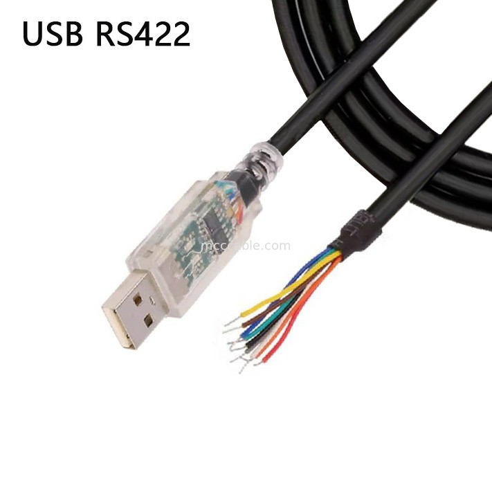 Kabel protokol serial RS-422 kabel kabel kawat khusus industri USB-RS422-WE-1800-BT ke kawat setengah striped