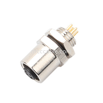 M5 Kode-A Konektor Wanita 4Pin Panel Flange PCB Socket IP67 Interface Sirkular Tipe A