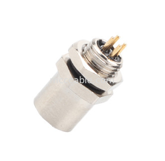 M5 Kode-A Konektor Wanita 4Pin Panel Flange PCB Socket IP67 Interface Sirkular Tipe A