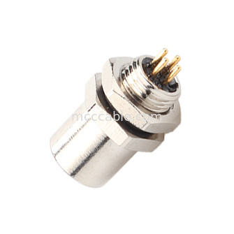M5 Kode-A Konektor Wanita 4Pin Panel Flange PCB Socket IP67 Interface Sirkular Tipe A