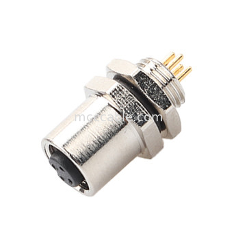 M5 Kode-A Konektor Wanita 4Pin Panel Flange PCB Socket IP67 Interface Sirkular Tipe A