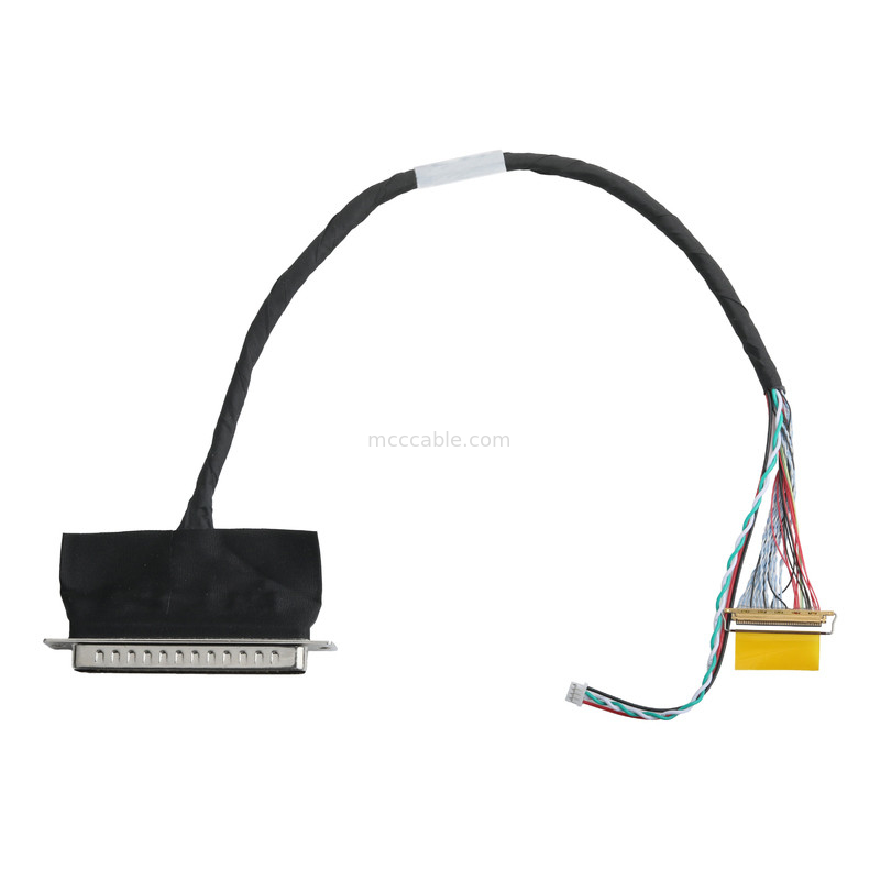 LVDS kabel perakitan D-SUB Male To Molex 51021-0400 Dan 20453-240T-01 kabel konektor OEM / ODM