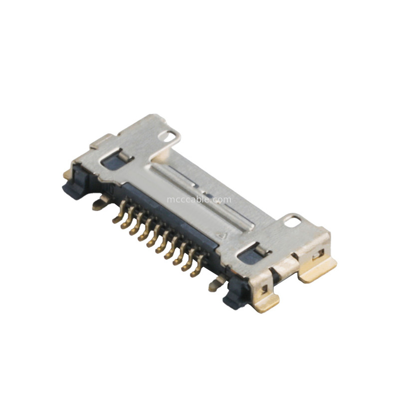 Seri 20633 20Gbps/ Jalur 20525-210E-02 Konektor Koaksial Mikro Kursi Ujung Pelat Pitch 0,4mm