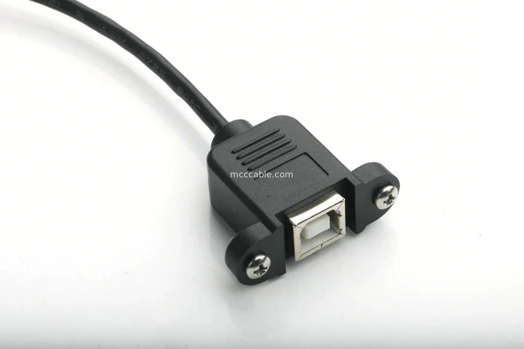 TYPE B FEMALE PANEL MOUNT adaptor ke USB MINI-B laki-laki sudut atas WTH cetakan