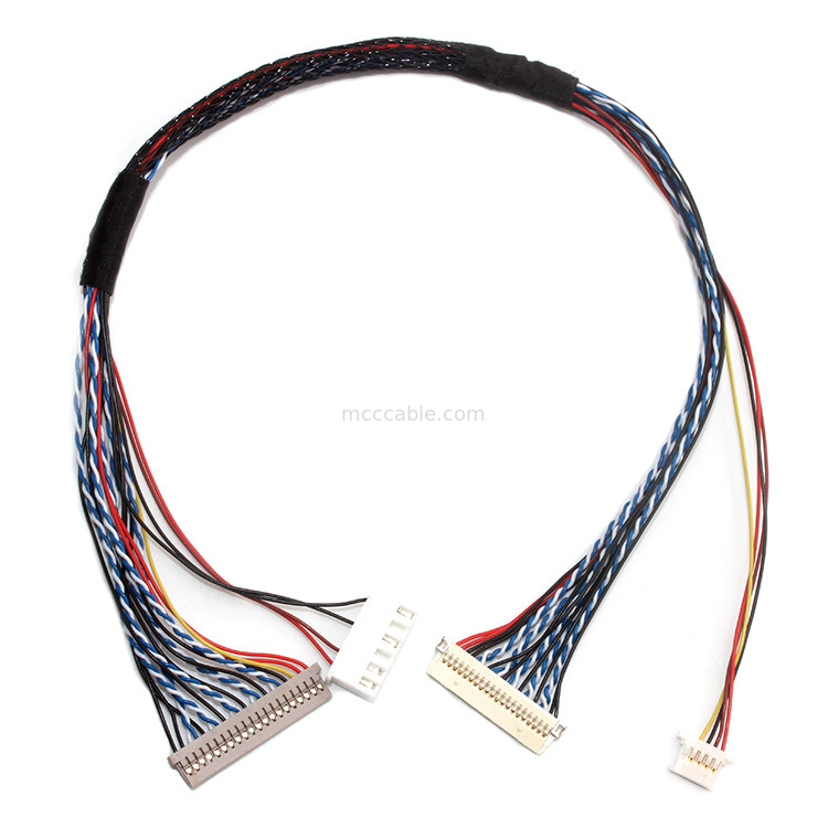 Perakitan Kabel  30 Pin LVDS 1.0mm 1.25mm Hubungi Pitch Df19 Ke Df14