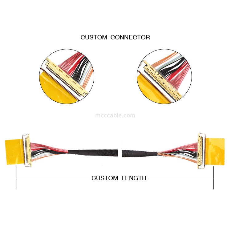 36AWG Lvds Kabel Majelis I  20453-240t-01 Untuk 20453-240t-01 40P 0.4mm Pitch