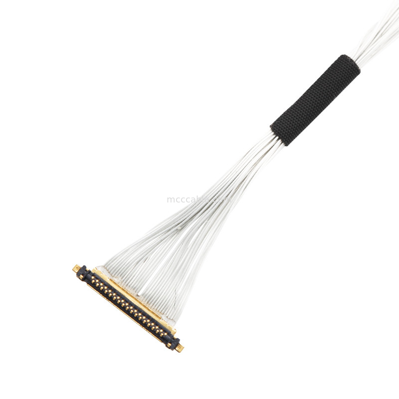 Rangkaian kabel UAV Lvds Edp Rangkaian kabel 0,25mm Pitch 20531-034T-02 To Jst Auhr-05v-H 34 Pin Kabel koaksial mikro