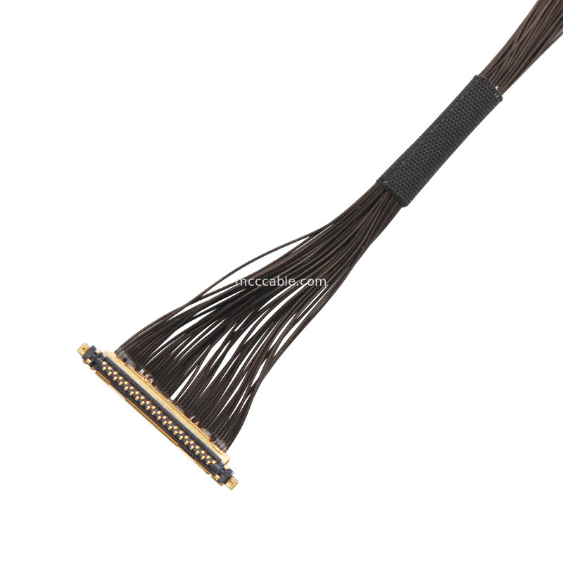 Rangkaian kabel UAV Lvds Edp Rangkaian kabel 0,25mm Pitch 20531-034T-02 To Jst Auhr-05v-H 34 Pin Kabel koaksial mikro