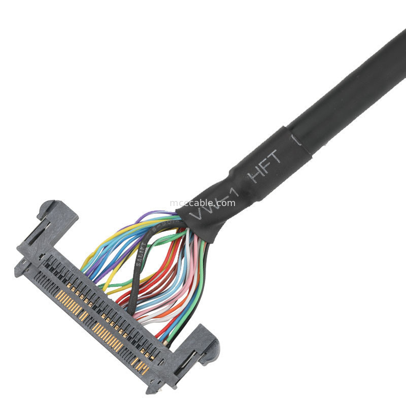 1.25mm DF14-30S-1.25C ke JAE 0.5mm FI-RE51HL LVDS EDP Kabel Perakitan