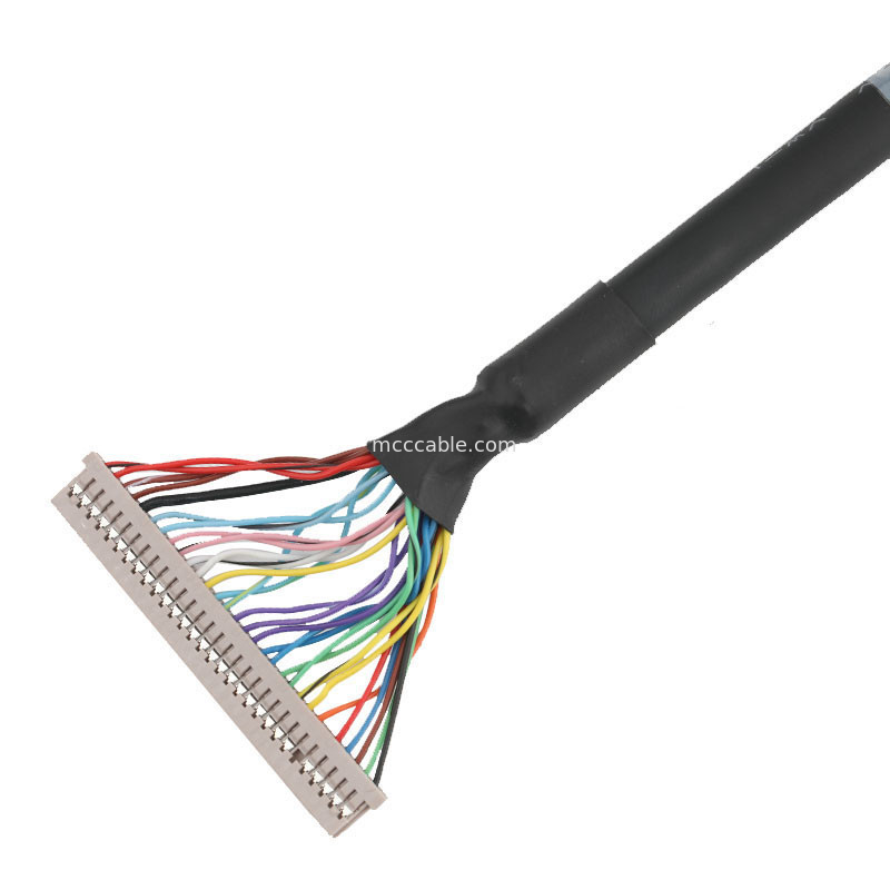 1.25mm DF14-30S-1.25C ke JAE 0.5mm FI-RE51HL LVDS EDP Kabel Perakitan