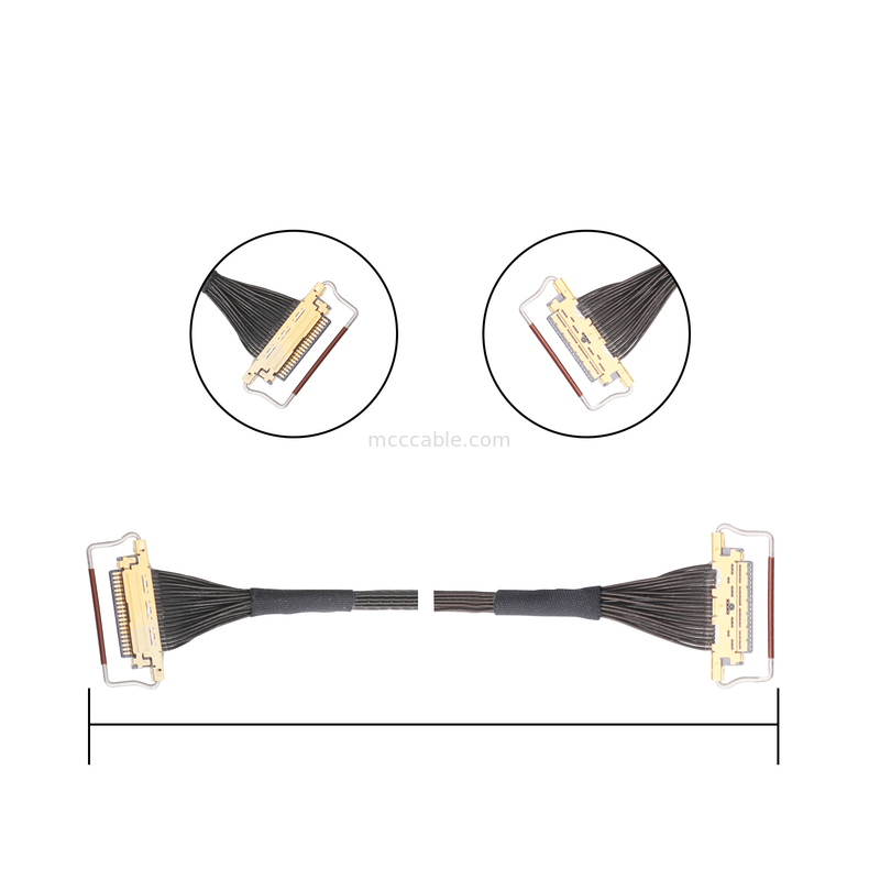 Oem Lvds Cable Assembly 0.5mm Pitch 20453-220t-03 Konektor mikro-koaksial tipe kawin horizontal