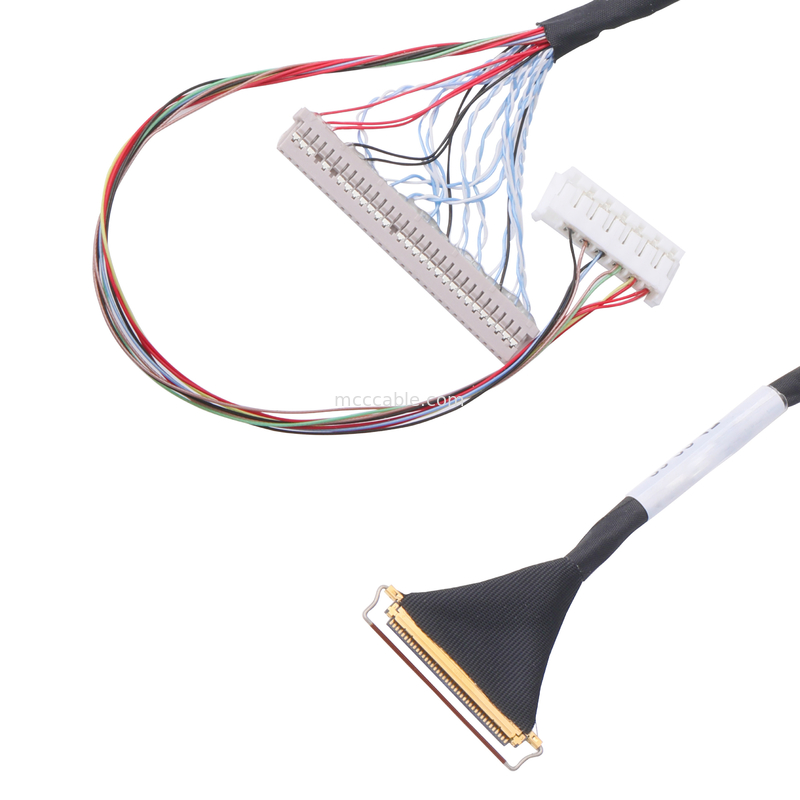 Kustom 40 Pin Lvds Cable Assembly 0.5mm Pitch lcd lvds cable Horizontal tipe kawin konektor mikro-koaksial