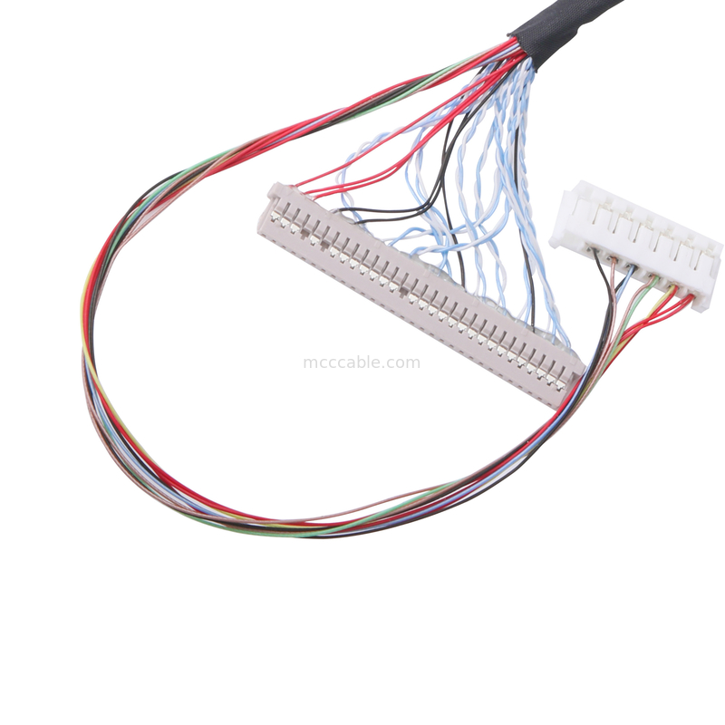 Kustom 40 Pin Lvds Cable Assembly 0.5mm Pitch lcd lvds cable Horizontal tipe kawin konektor mikro-koaksial