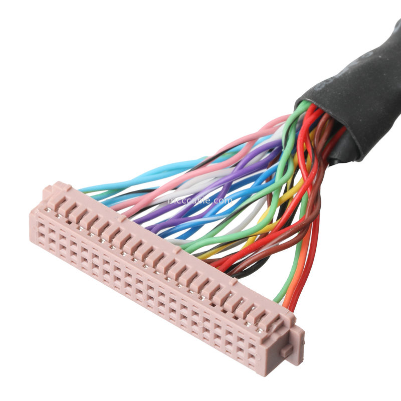 Lvds Kabel Himpunan  DF13-40Pin Pitch 1.25mm untuk HD-SUB 26P FEMALE SLODER UL 1007 20AWG Kabel OEM / ODM