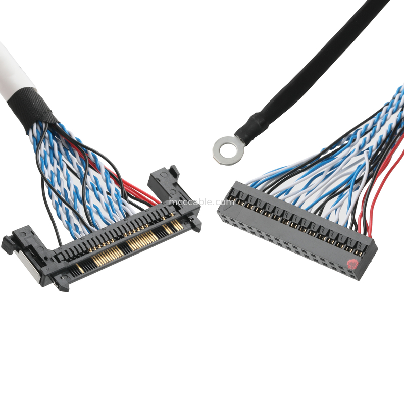 Pengaturan kabel LVDS JAE FI-RE51HL 51Pin Untuk DP2.0 30Pin Atau EGN UL 1571 28AWG Kabel OEM/ODM