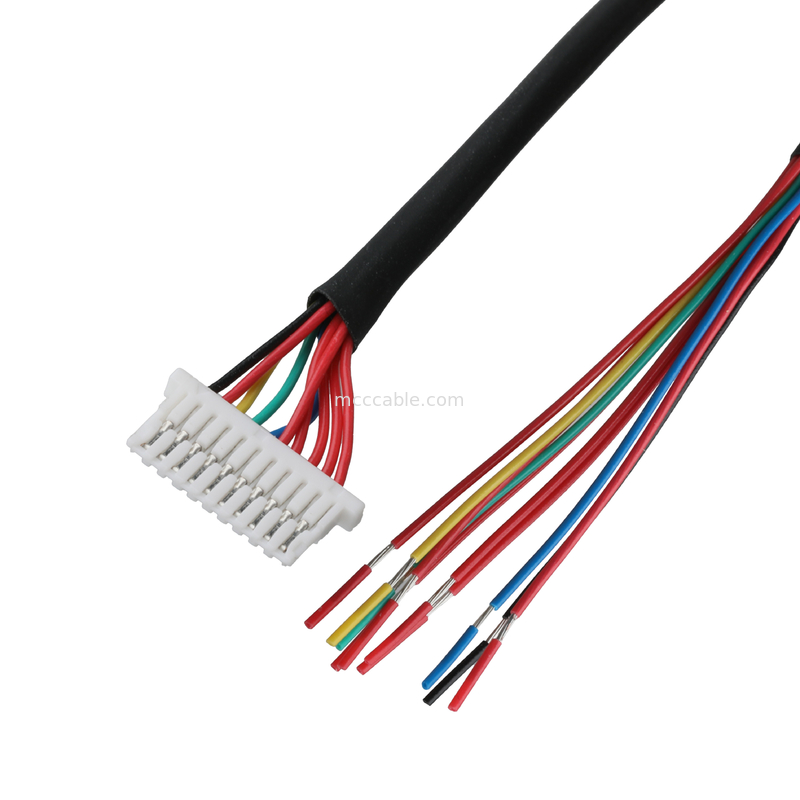 Kabel lvds 10P JST SHLP-10V-S-B untuk Semi striped harness perakitan kabel koaksial kustom Otomotif Wire Harness