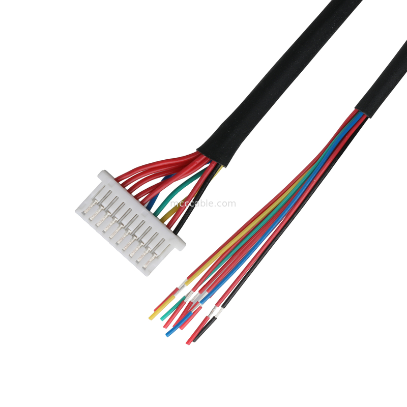 Kabel lvds 10P JST SHLP-10V-S-B untuk Semi striped harness perakitan kabel koaksial kustom Otomotif Wire Harness