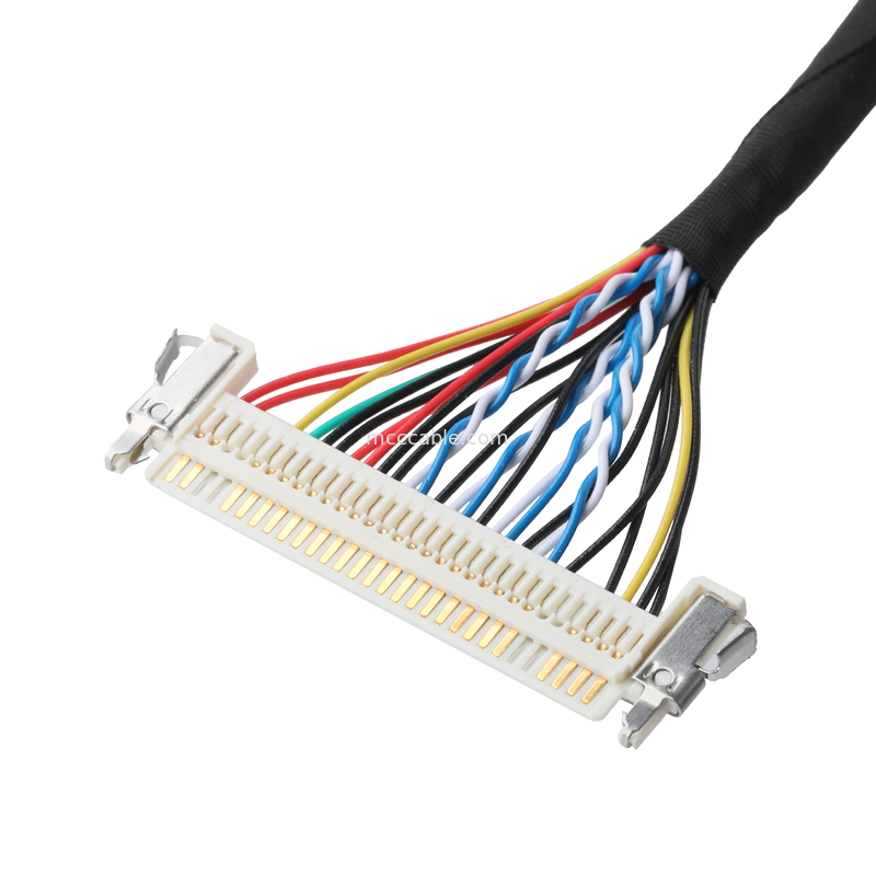 JAE FI-X30HL 30P 1.0mm pitch ke JAE FI-S20S 20P dan SHLP-6P LVDS kabel perakitan OEM / ODM