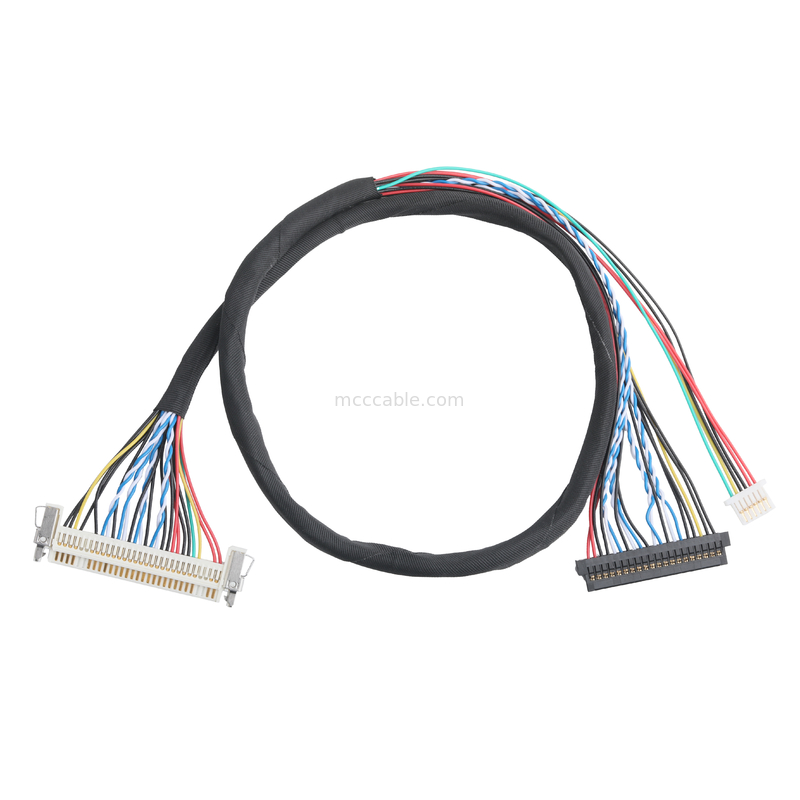 JAE FI-X30HL 30P 1.0mm pitch ke JAE FI-S20S 20P dan SHLP-6P LVDS kabel perakitan OEM / ODM
