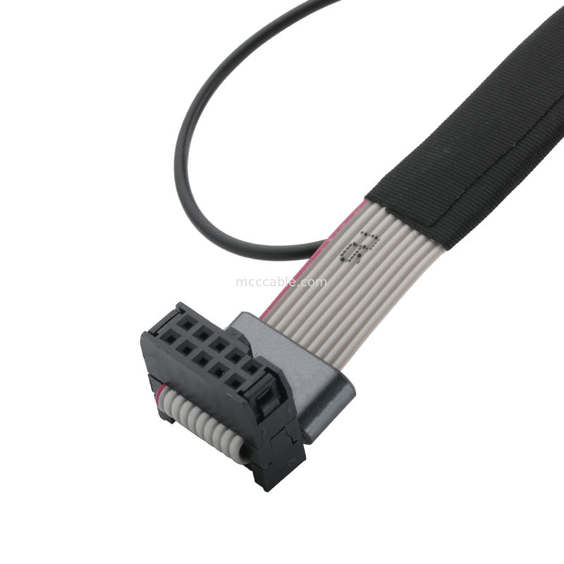 IDC FC-10P dan TER M4 pitch 1.27mm Konektor kabel tanah dengan kawat cincin UL2651 28AWG kabel OEM / ODM