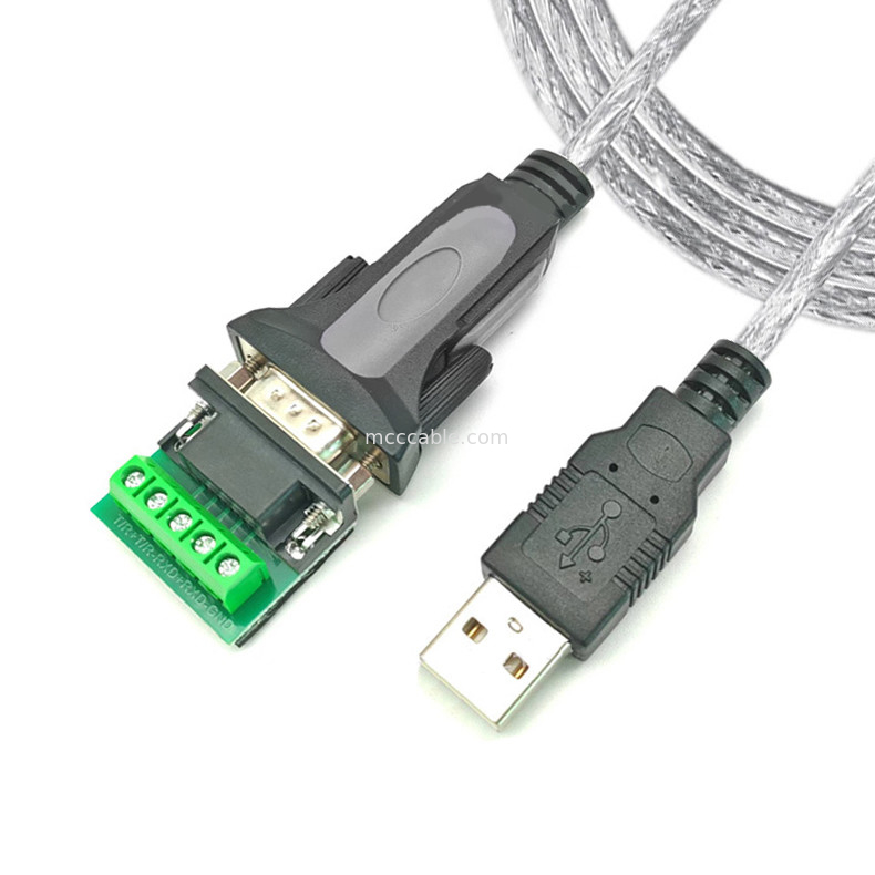USB-A ke RS485 Serial Port DB9 Kabel Sinyal Digital Industri, Dukungan Kustomisasi Antarmuka yang Berbeda