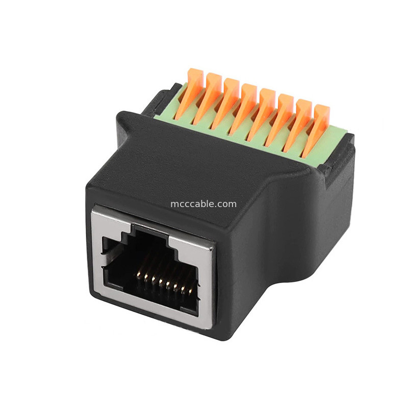 Protokol RJ45 ke 8Pin Core Quick-connect Terminal Tanpa Pengelasan Wanita 8P8C Crystal Head Network, Dengan Thread
