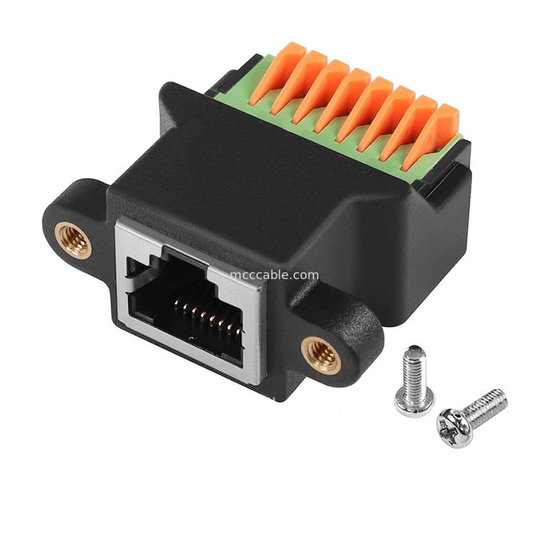 Protokol RJ45 ke 8Pin Core Quick-connect Terminal Tanpa Pengelasan Wanita 8P8C Crystal Head Network, Dengan Thread