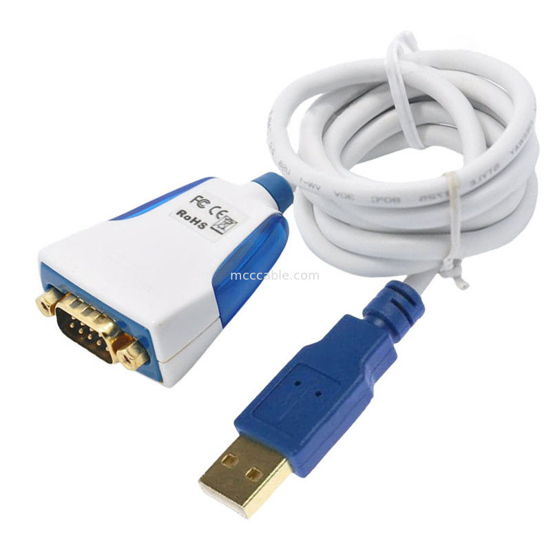 Kabel serial USB-A ke RS232 dengan konektor elektronik tertanam dan DB9M industri
